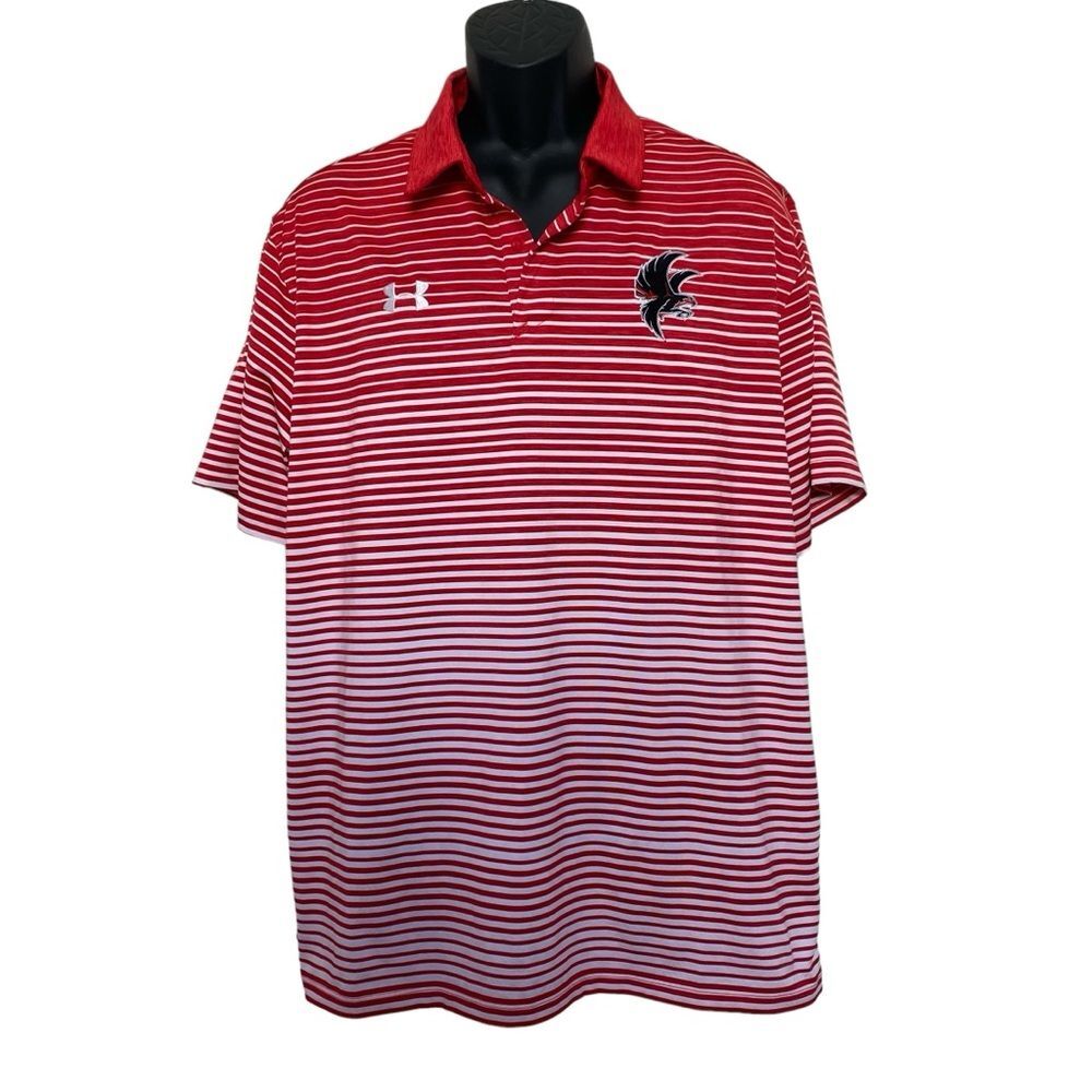 Under Armour Atlanta Falcons NFL Polo Shirt Football Red White Stripes Men’s XL